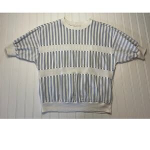 Vintage Caribou Striped Short Sleeve Top Stretchy Made in USA Size Medium Large